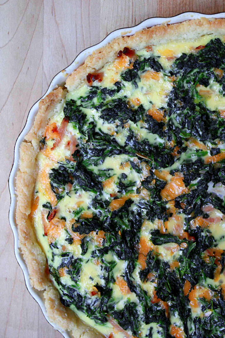 Ham, Cheese, Spinach and Caramelized Onion Quiche - Oh Sweet Day! Blog