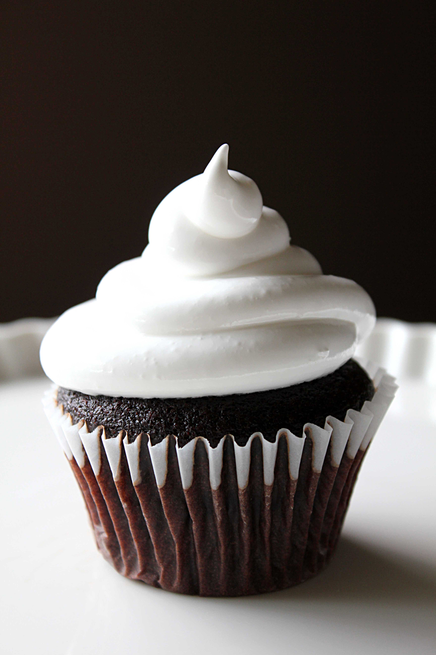 Dark Chocolate Cupcakes with Marshmallow Frosting - Oh Sweet Day!