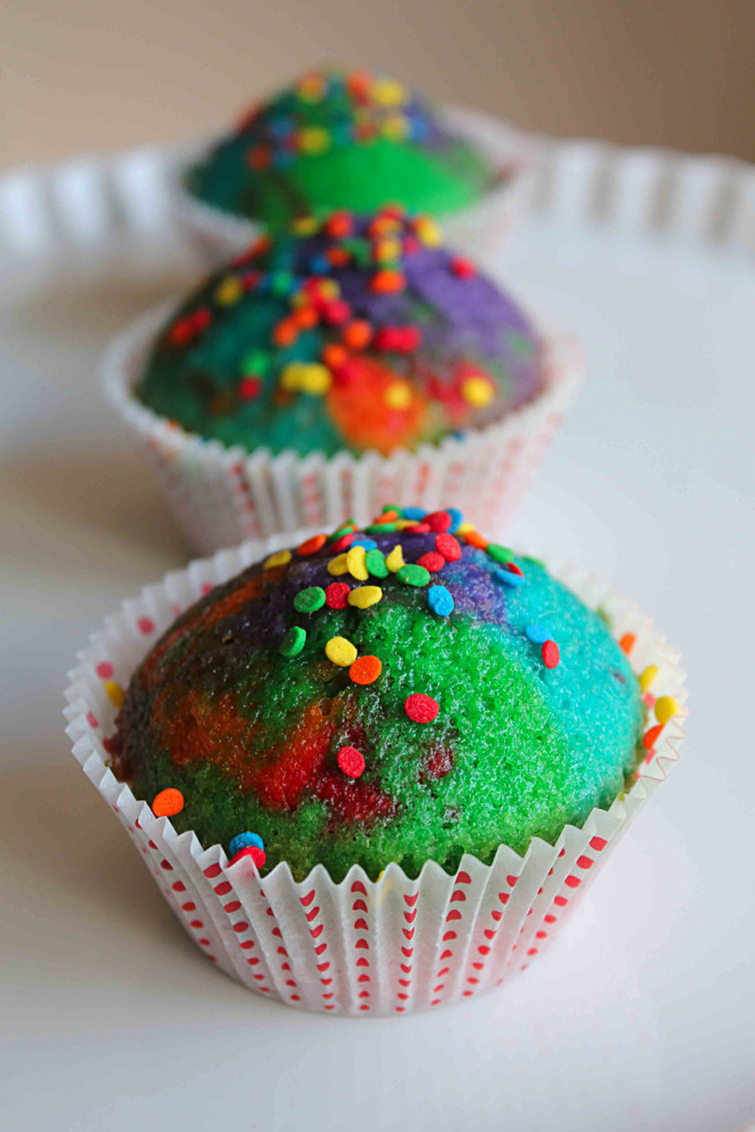 vanilla rainbow muffins