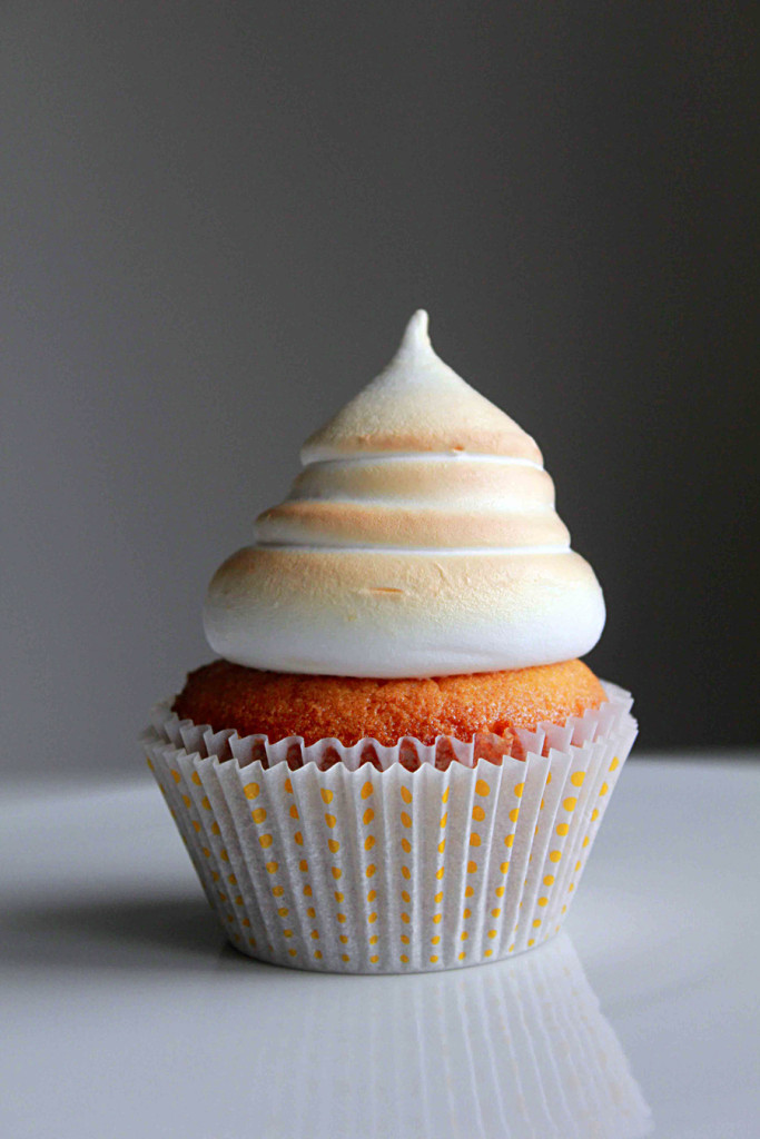 vanilla cupcakes with salted caramel filling and toasted marshmallow frosting