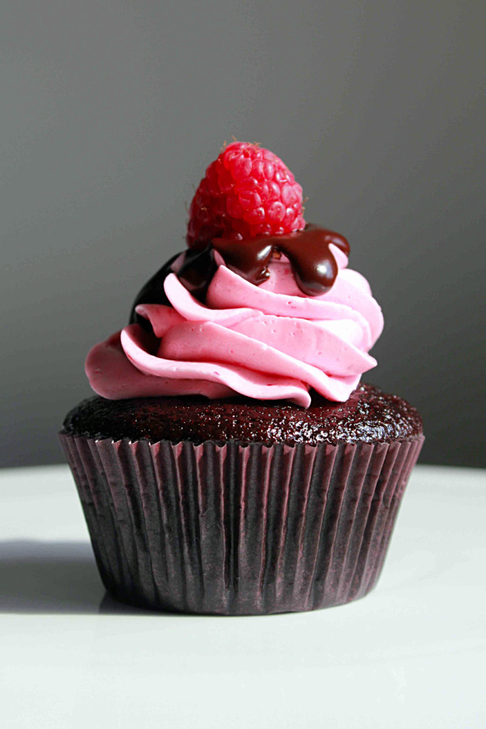 chocolate cupcakes with raspberry buttercream