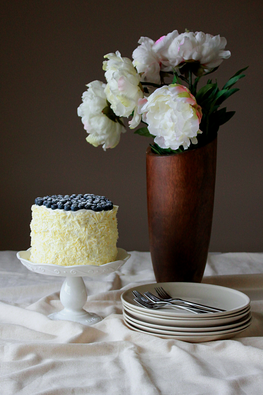 lemon blueberry and white chocolate cream cake
